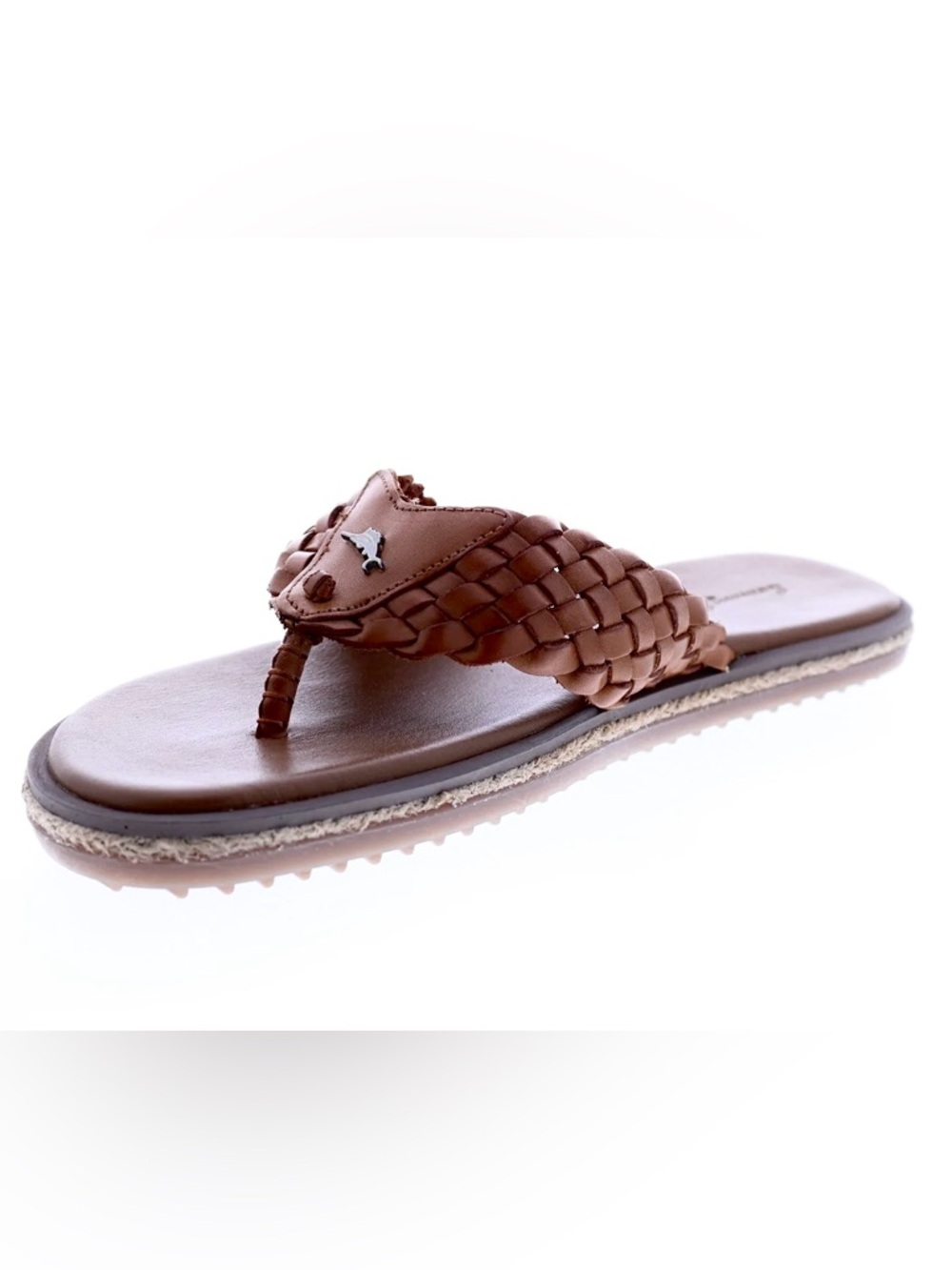 Tommy Bahama Sandals Thongs Flip Flops Brown Leather Braided Woven Men's Size 9